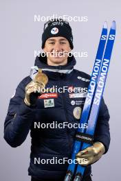 07.02.2024, Nove Mesto na Morave, Czechia (CZE): Eric Perrot (FRA) - IBU World Championships Biathlon, medals, Nove Mesto na Morave (CZE). www.nordicfocus.com. © Manzoni/NordicFocus. Every downloaded picture is fee-liable.