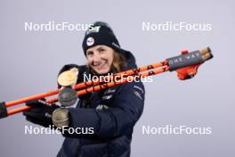 11.02.2024, Nove Mesto na Morave, Czechia (CZE): Justine Braisaz-Bouchet (FRA) - IBU World Championships Biathlon, medals, Nove Mesto na Morave (CZE). www.nordicfocus.com. © Manzoni/NordicFocus. Every downloaded picture is fee-liable.