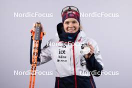 07.02.2024, Nove Mesto na Morave, Czechia (CZE): Karoline Offigstad Knotten (NOR) - IBU World Championships Biathlon, medals, Nove Mesto na Morave (CZE). www.nordicfocus.com. © Manzoni/NordicFocus. Every downloaded picture is fee-liable.