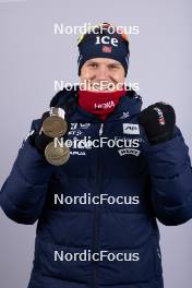 11.02.2024, Nove Mesto na Morave, Czechia (CZE): Vetle Sjaastad Christiansen (NOR) - IBU World Championships Biathlon, medals, Nove Mesto na Morave (CZE). www.nordicfocus.com. © Manzoni/NordicFocus. Every downloaded picture is fee-liable.