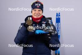 11.02.2024, Nove Mesto na Morave, Czechia (CZE): Vetle Sjaastad Christiansen (NOR) - IBU World Championships Biathlon, medals, Nove Mesto na Morave (CZE). www.nordicfocus.com. © Manzoni/NordicFocus. Every downloaded picture is fee-liable.