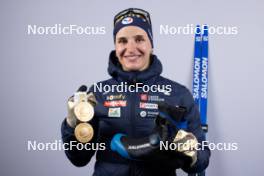 09.02.2024, Nove Mesto na Morave, Czechia (CZE): Julia Simon (FRA) - IBU World Championships Biathlon, medals, Nove Mesto na Morave (CZE). www.nordicfocus.com. © Manzoni/NordicFocus. Every downloaded picture is fee-liable.