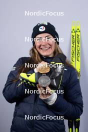 09.02.2024, Nove Mesto na Morave, Czechia (CZE): Justine Braisaz-Bouchet (FRA) - IBU World Championships Biathlon, medals, Nove Mesto na Morave (CZE). www.nordicfocus.com. © Manzoni/NordicFocus. Every downloaded picture is fee-liable.