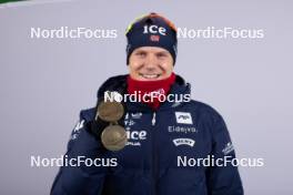 11.02.2024, Nove Mesto na Morave, Czechia (CZE): Vetle Sjaastad Christiansen (NOR) - IBU World Championships Biathlon, medals, Nove Mesto na Morave (CZE). www.nordicfocus.com. © Manzoni/NordicFocus. Every downloaded picture is fee-liable.