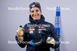 09.02.2024, Nove Mesto na Morave, Czechia (CZE): Julia Simon (FRA) - IBU World Championships Biathlon, medals, Nove Mesto na Morave (CZE). www.nordicfocus.com. © Manzoni/NordicFocus. Every downloaded picture is fee-liable.