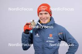 14.02.2024, Nove Mesto na Morave, Czechia (CZE): Benedikt Doll (GER) - IBU World Championships Biathlon, medals, Nove Mesto na Morave (CZE). www.nordicfocus.com. © Manzoni/NordicFocus. Every downloaded picture is fee-liable.