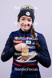 17.02.2024, Nove Mesto na Morave, Czechia (CZE): Lou Jeanmonnot (FRA) - IBU World Championships Biathlon, medals, Nove Mesto na Morave (CZE). www.nordicfocus.com. © Manzoni/NordicFocus. Every downloaded picture is fee-liable.