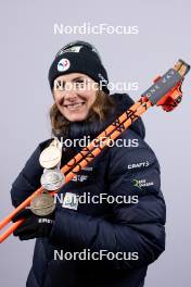 11.02.2024, Nove Mesto na Morave, Czechia (CZE): Justine Braisaz-Bouchet (FRA) - IBU World Championships Biathlon, medals, Nove Mesto na Morave (CZE). www.nordicfocus.com. © Manzoni/NordicFocus. Every downloaded picture is fee-liable.