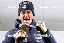 07.02.2024, Nove Mesto na Morave, Czechia (CZE): Eric Perrot (FRA) - IBU World Championships Biathlon, medals, Nove Mesto na Morave (CZE). www.nordicfocus.com. © Manzoni/NordicFocus. Every downloaded picture is fee-liable.