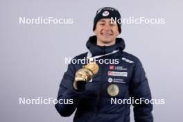 07.02.2024, Nove Mesto na Morave, Czechia (CZE): Eric Perrot (FRA) - IBU World Championships Biathlon, medals, Nove Mesto na Morave (CZE). www.nordicfocus.com. © Manzoni/NordicFocus. Every downloaded picture is fee-liable.