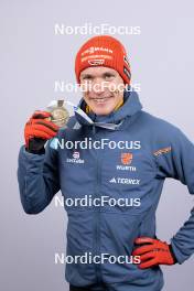 14.02.2024, Nove Mesto na Morave, Czechia (CZE): Benedikt Doll (GER) - IBU World Championships Biathlon, medals, Nove Mesto na Morave (CZE). www.nordicfocus.com. © Manzoni/NordicFocus. Every downloaded picture is fee-liable.