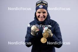 09.02.2024, Nove Mesto na Morave, Czechia (CZE): Julia Simon (FRA) - IBU World Championships Biathlon, medals, Nove Mesto na Morave (CZE). www.nordicfocus.com. © Manzoni/NordicFocus. Every downloaded picture is fee-liable.