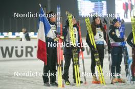 07.02.2024, Nove Mesto na Morave, Czechia (CZE): Julia Simon (FRA), Justine Braisaz-Bouchet (FRA), Lou Jeanmonnot (FRA), Sophie Chauveau (FRA), (l-r) - IBU World Championships Biathlon, medals, Nove Mesto na Morave (CZE). www.nordicfocus.com. © Thibaut/NordicFocus. Every downloaded picture is fee-liable.