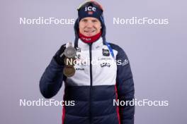 17.02.2024, Nove Mesto na Morave, Czechia (CZE): Vetle Sjaastad Christiansen (NOR) - IBU World Championships Biathlon, medals, Nove Mesto na Morave (CZE). www.nordicfocus.com. © Manzoni/NordicFocus. Every downloaded picture is fee-liable.