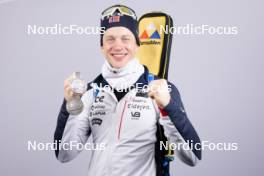 14.02.2024, Nove Mesto na Morave, Czechia (CZE): Tarjei Boe (NOR) - IBU World Championships Biathlon, medals, Nove Mesto na Morave (CZE). www.nordicfocus.com. © Manzoni/NordicFocus. Every downloaded picture is fee-liable.