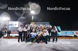 07.02.2024, Nove Mesto na Morave, Czechia (CZE): Johannes Thingnes Boe (NOR), Ingrid Landmark Tandrevold (NOR), Tarjei Boe (NOR), Karoline Offigstad Knotten (NOR), (l-r) - IBU World Championships Biathlon, medals, Nove Mesto na Morave (CZE). www.nordicfocus.com. © Thibaut/NordicFocus. Every downloaded picture is fee-liable.