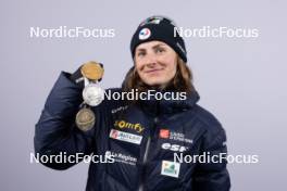 11.02.2024, Nove Mesto na Morave, Czechia (CZE): Justine Braisaz-Bouchet (FRA) - IBU World Championships Biathlon, medals, Nove Mesto na Morave (CZE). www.nordicfocus.com. © Manzoni/NordicFocus. Every downloaded picture is fee-liable.