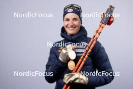 09.02.2024, Nove Mesto na Morave, Czechia (CZE): Julia Simon (FRA) - IBU World Championships Biathlon, medals, Nove Mesto na Morave (CZE). www.nordicfocus.com. © Manzoni/NordicFocus. Every downloaded picture is fee-liable.