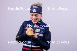 17.02.2024, Nove Mesto na Morave, Czechia (CZE): Sophie Chauveau (FRA) - IBU World Championships Biathlon, medals, Nove Mesto na Morave (CZE). www.nordicfocus.com. © Manzoni/NordicFocus. Every downloaded picture is fee-liable.