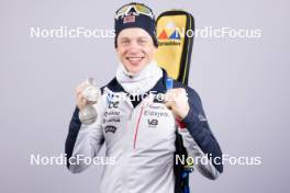 14.02.2024, Nove Mesto na Morave, Czechia (CZE): Tarjei Boe (NOR) - IBU World Championships Biathlon, medals, Nove Mesto na Morave (CZE). www.nordicfocus.com. © Manzoni/NordicFocus. Every downloaded picture is fee-liable.