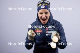 09.02.2024, Nove Mesto na Morave, Czechia (CZE): Julia Simon (FRA) - IBU World Championships Biathlon, medals, Nove Mesto na Morave (CZE). www.nordicfocus.com. © Manzoni/NordicFocus. Every downloaded picture is fee-liable.