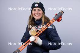 09.02.2024, Nove Mesto na Morave, Czechia (CZE): Justine Braisaz-Bouchet (FRA) - IBU World Championships Biathlon, medals, Nove Mesto na Morave (CZE). www.nordicfocus.com. © Manzoni/NordicFocus. Every downloaded picture is fee-liable.