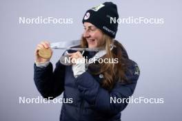 09.02.2024, Nove Mesto na Morave, Czechia (CZE): Justine Braisaz-Bouchet (FRA) - IBU World Championships Biathlon, medals, Nove Mesto na Morave (CZE). www.nordicfocus.com. © Manzoni/NordicFocus. Every downloaded picture is fee-liable.