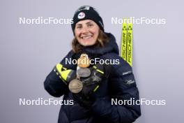 11.02.2024, Nove Mesto na Morave, Czechia (CZE): Justine Braisaz-Bouchet (FRA) - IBU World Championships Biathlon, medals, Nove Mesto na Morave (CZE). www.nordicfocus.com. © Manzoni/NordicFocus. Every downloaded picture is fee-liable.