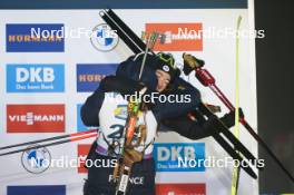 07.02.2024, Nove Mesto na Morave, Czechia (CZE): Justine Braisaz-Bouchet (FRA), Lou Jeanmonnot (FRA), (l-r) - IBU World Championships Biathlon, medals, Nove Mesto na Morave (CZE). www.nordicfocus.com. © Thibaut/NordicFocus. Every downloaded picture is fee-liable.