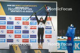 07.02.2024, Nove Mesto na Morave, Czechia (CZE): Lou Jeanmonnot (FRA) - IBU World Championships Biathlon, medals, Nove Mesto na Morave (CZE). www.nordicfocus.com. © Thibaut/NordicFocus. Every downloaded picture is fee-liable.