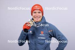 14.02.2024, Nove Mesto na Morave, Czechia (CZE): Benedikt Doll (GER) - IBU World Championships Biathlon, medals, Nove Mesto na Morave (CZE). www.nordicfocus.com. © Manzoni/NordicFocus. Every downloaded picture is fee-liable.