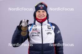 17.02.2024, Nove Mesto na Morave, Czechia (CZE): Vetle Sjaastad Christiansen (NOR) - IBU World Championships Biathlon, medals, Nove Mesto na Morave (CZE). www.nordicfocus.com. © Manzoni/NordicFocus. Every downloaded picture is fee-liable.