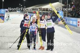 07.02.2024, Nove Mesto na Morave, Czechia (CZE): Tarjei Boe (NOR), Ingrid Landmark Tandrevold (NOR), Karoline Offigstad Knotten (NOR), Johannes Thingnes Boe (NOR), (l-r) - IBU World Championships Biathlon, mixed relay, Nove Mesto na Morave (CZE). www.nordicfocus.com. © Thibaut/NordicFocus. Every downloaded picture is fee-liable.