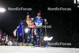 11.02.2024, Nove Mesto na Morave, Czechia (CZE): Johannes Thingnes Boe (NOR), Vetle Sjaastad Christiansen (NOR), (l-r) - IBU World Championships Biathlon, pursuit men, Nove Mesto na Morave (CZE). www.nordicfocus.com. © Manzoni/NordicFocus. Every downloaded picture is fee-liable.