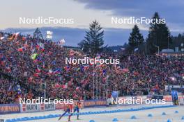 17.02.2024, Nove Mesto na Morave, Czechia (CZE): Jonas Marecek (CZE), Martin Ponsiluoma (SWE), (l-r) - IBU World Championships Biathlon, relay men, Nove Mesto na Morave (CZE). www.nordicfocus.com. © Manzoni/NordicFocus. Every downloaded picture is fee-liable.