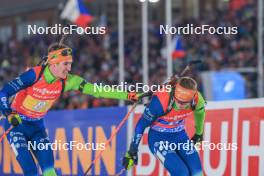 17.02.2024, Nove Mesto na Morave, Czechia (CZE): Lovro Planko (SLO), Anton Vidmar (SLO), (l-r) - IBU World Championships Biathlon, relay men, Nove Mesto na Morave (CZE). www.nordicfocus.com. © Manzoni/NordicFocus. Every downloaded picture is fee-liable.