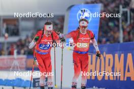 17.02.2024, Nove Mesto na Morave, Czechia (CZE): Adam Runnalls (CAN), Haldan Borglum (CAN), (l-r) - IBU World Championships Biathlon, relay men, Nove Mesto na Morave (CZE). www.nordicfocus.com. © Manzoni/NordicFocus. Every downloaded picture is fee-liable.