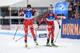 17.02.2024, Nove Mesto na Morave, Czechia (CZE): Anna Juppe (AUT), Lisa Theresa Hauser (AUT), (l-r) - IBU World Championships Biathlon, relay women, Nove Mesto na Morave (CZE). www.nordicfocus.com. © Manzoni/NordicFocus. Every downloaded picture is fee-liable.