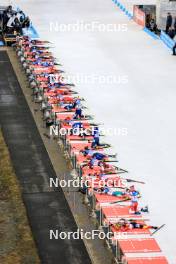 17.02.2024, Nove Mesto na Morave, Czechia (CZE): Karoline Offigstad Knotten (NOR), Lou Jeanmonnot (FRA), Anna Magnusson (SWE), Janina Hettich-Walz (GER), Samuela Comola (ITA), Elisa Gasparin (SUI), Tereza Vobornikova (CZE), Iryna Petrenko (UKR), Tamara Steiner (AUT), Natalia Sidorowicz (POL), Lena Repinc (SLO), Suvi Minkkinen (FIN), Zuzana Remenova (SVK), Regina Ermits (EST), Chloe Levins (USA), Galina Vishnevskaya-Sheporenko (KAZ), Sanita Bulina (LAT), Emma Lunder (CAN), Lora Hristova (BUL), Ekaterina Avvakumova (KOR), Lotte Lie (BEL), (l-r) - IBU World Championships Biathlon, relay women, Nove Mesto na Morave (CZE). www.nordicfocus.com. © Manzoni/NordicFocus. Every downloaded picture is fee-liable.