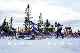 17.11.2024, Sjusjoen, Norway (NOR): Endre Stroemsheim (NOR), Tommaso Giacomel (ITA), Martin Uldal (NOR), (l-r) - Biathlon Season Opening, mass, Sjusjoen (NOR). www.nordicfocus.com. © Nordnes/NordicFocus. Every downloaded picture is fee-liable.