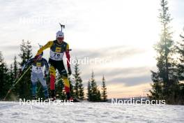 17.11.2024, Sjusjoen, Norway (NOR): Sondre Aputsiaq Rein Slettemark (NOR), Julien Petitjacques (BEL), (l-r) - Biathlon Season Opening, mass, Sjusjoen (NOR). www.nordicfocus.com. © Nordnes/NordicFocus. Every downloaded picture is fee-liable.