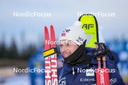 17.11.2024, Sjusjoen, Norway (NOR): Sturla Holm Laegreid (NOR) being interviewed by Norwegian broadcaster NRK - Biathlon Season Opening, mass, Sjusjoen (NOR). www.nordicfocus.com. © Nordnes/NordicFocus. Every downloaded picture is fee-liable.