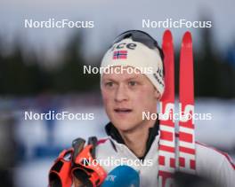 17.11.2024, Sjusjoen, Norway (NOR): Endre Stroemsheim (NOR) being interviewed by Norwegian broadcaster NRK - Biathlon Season Opening, mass, Sjusjoen (NOR). www.nordicfocus.com. © Nordnes/NordicFocus. Every downloaded picture is fee-liable.