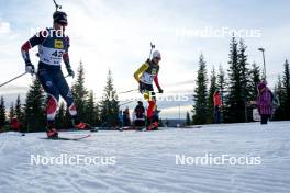 17.11.2024, Sjusjoen, Norway (NOR): Filip Fjeld Andersen (NOR), Julien Petitjacques (BEL), (l-r) - Biathlon Season Opening, mass, Sjusjoen (NOR). www.nordicfocus.com. © Nordnes/NordicFocus. Every downloaded picture is fee-liable.