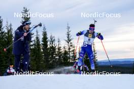 17.11.2024, Sjusjoen, Norway (NOR): Andrea Zattoni (ITA), coach Team Italy, Tommaso Giacomel (ITA), (l-r) - Biathlon Season Opening, mass, Sjusjoen (NOR). www.nordicfocus.com. © Nordnes/NordicFocus. Every downloaded picture is fee-liable.