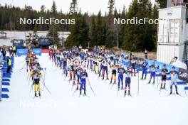 17.11.2024, Sjusjoen, Norway (NOR): Haavard Kne Galaaen (NOR), Einar Hedegart (NOR), Filip Fjeld Andersen (NOR), Sondre Aputsiaq Rein Slettemark (NOR), (l-r) - Biathlon Season Opening, mass, Sjusjoen (NOR). www.nordicfocus.com. © Nordnes/NordicFocus. Every downloaded picture is fee-liable.