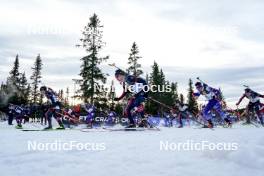 17.11.2024, Sjusjoen, Norway (NOR): Johannes Dale-Skjevdal (NOR), Sturla Holm Laegreid (NOR), Tommaso Giacomel (ITA), (l-r) - Biathlon Season Opening, mass, Sjusjoen (NOR). www.nordicfocus.com. © Nordnes/NordicFocus. Every downloaded picture is fee-liable.