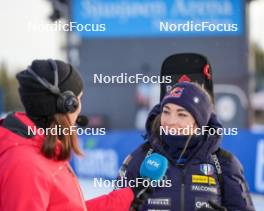 17.11.2024, Sjusjoen, Norway (NOR): Dorothea Wierer (ITA) being interviewed by Norwegian broadcaster NRK - Biathlon Season Opening, mass, Sjusjoen (NOR). www.nordicfocus.com. © Nordnes/NordicFocus. Every downloaded picture is fee-liable.