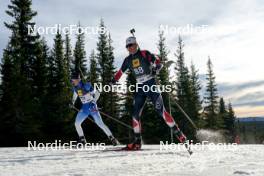 17.11.2024, Sjusjoen, Norway (NOR): Sivert Bjoerndalen (NOR), Mads Bjerke (NOR), (l-r) - Biathlon Season Opening, mass, Sjusjoen (NOR). www.nordicfocus.com. © Nordnes/NordicFocus. Every downloaded picture is fee-liable.