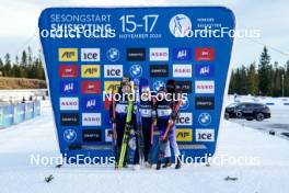 17.11.2024, Sjusjoen, Norway (NOR): Maren Hjelmeset Kirkeeide (NOR), Ingrid Landmark Tandrevold (NOR), Dorothea Wierer (ITA), (l-r) - Biathlon Season Opening, mass, Sjusjoen (NOR). www.nordicfocus.com. © Nordnes/NordicFocus. Every downloaded picture is fee-liable.